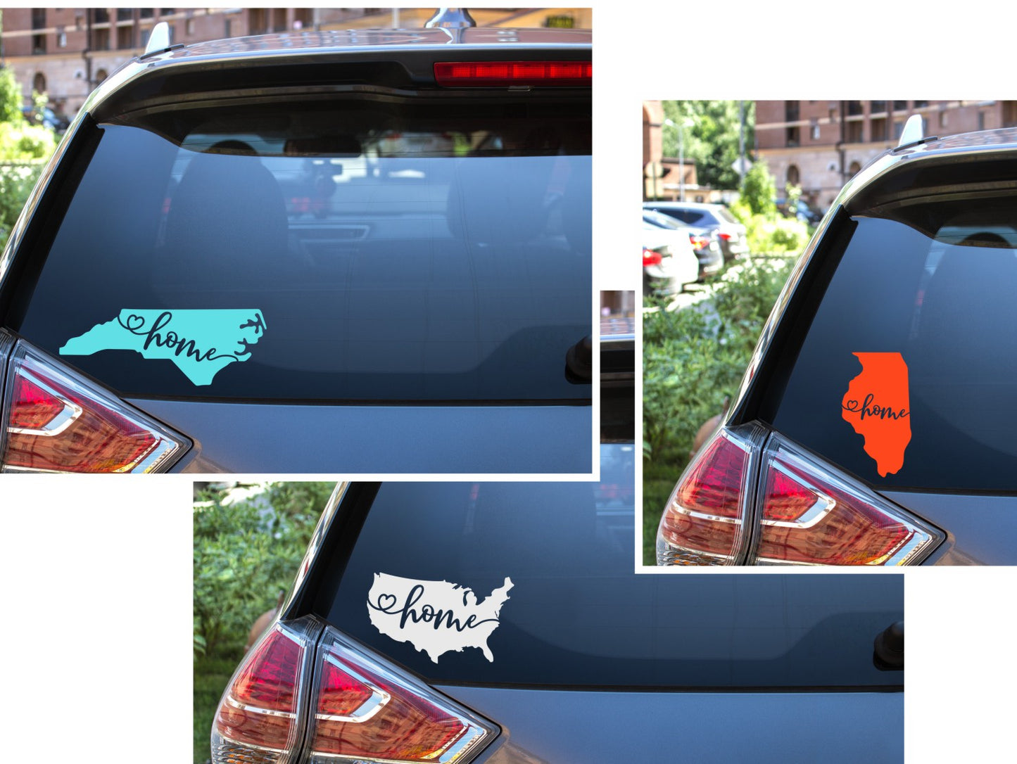 State Window Decals With Home Cut Out