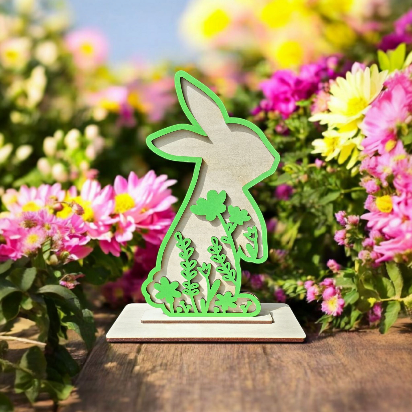 Floral Outline Bunny Shelf Sitters
