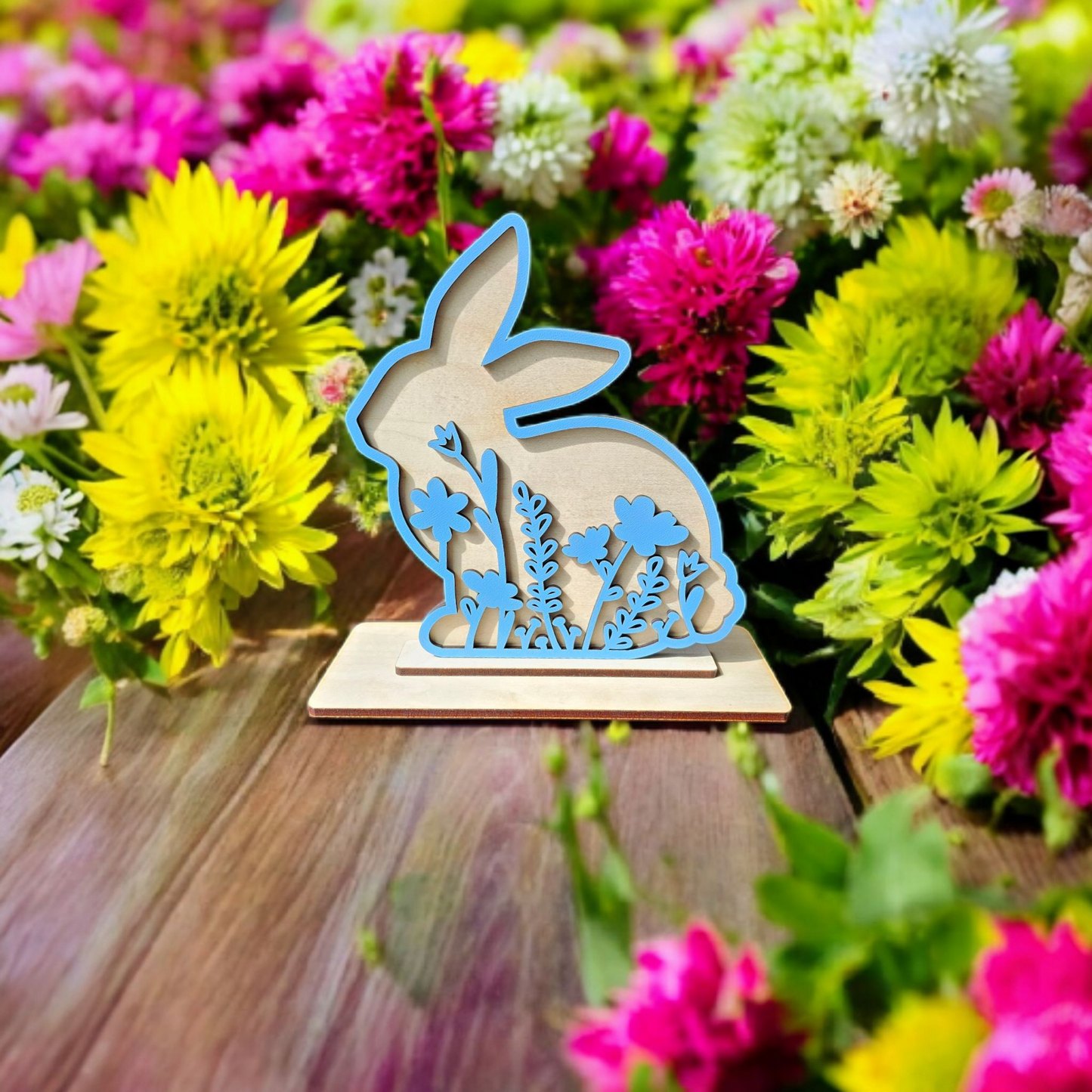 Floral Outline Bunny Shelf Sitters