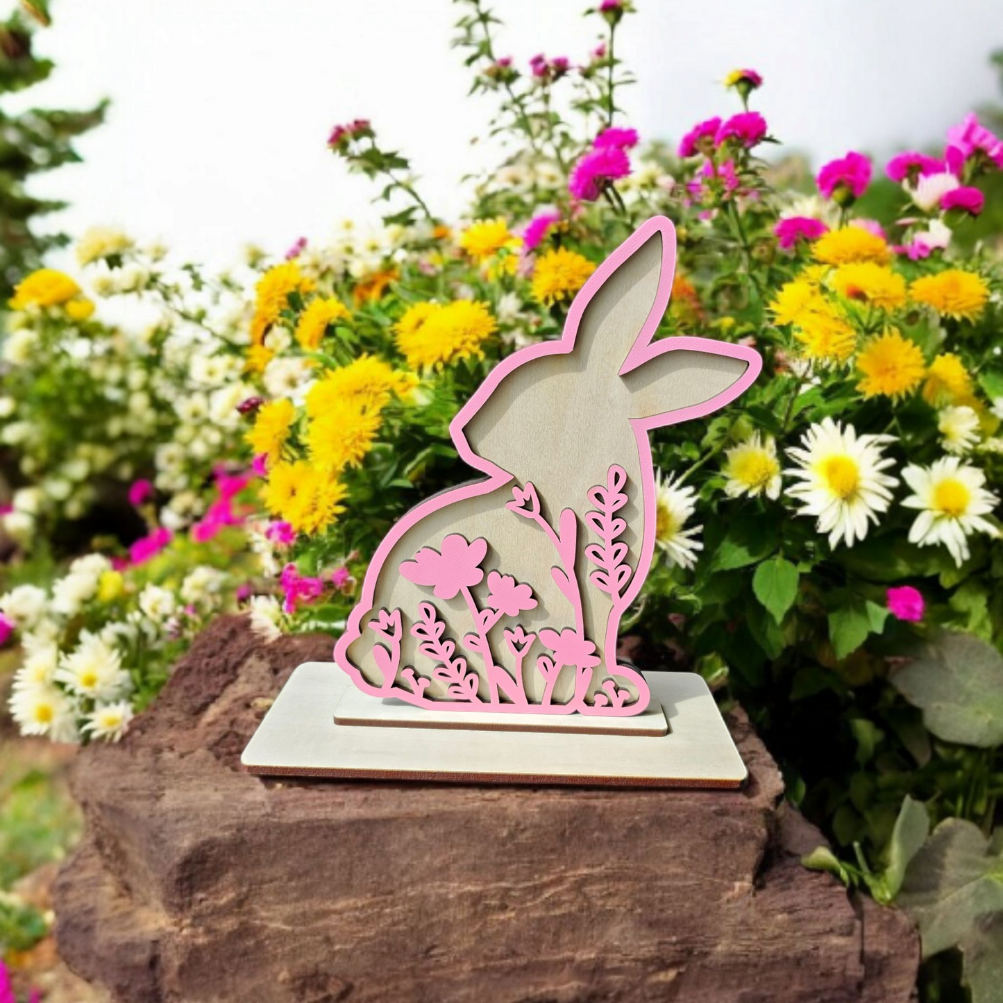 Floral Outline Bunny Shelf Sitters