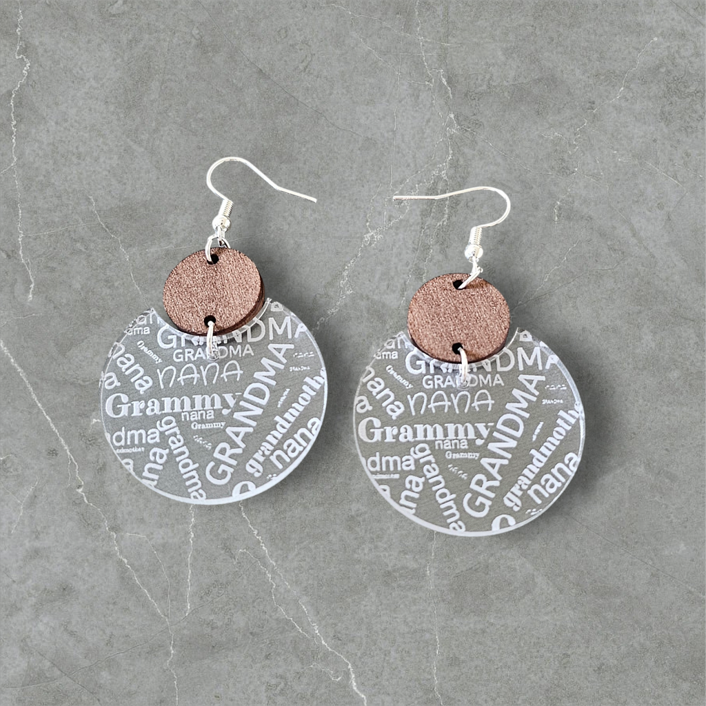 Grandma Engraved Earrings