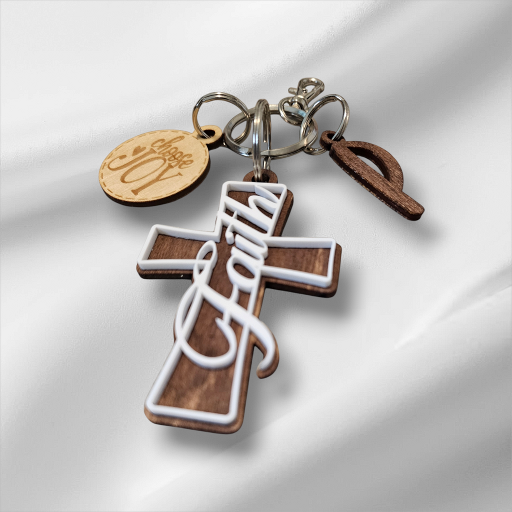 Faith-Cross Keychain With Charms