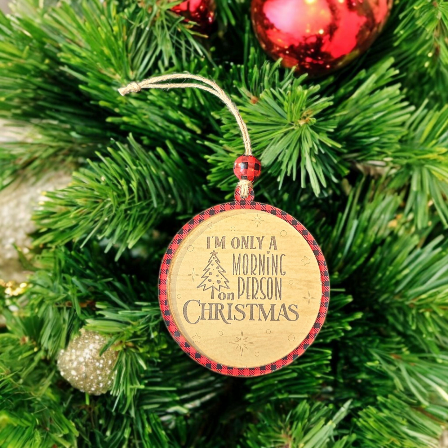 Plaid Morning Person Ornament